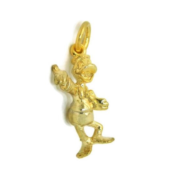Donald Duck Charm Pendant 14k Yellow Gold